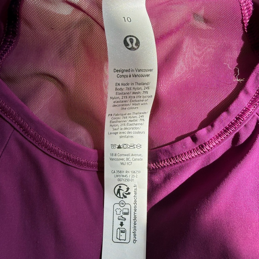 Lululemon “chilled grape” sculpt Tank Top - Size 10